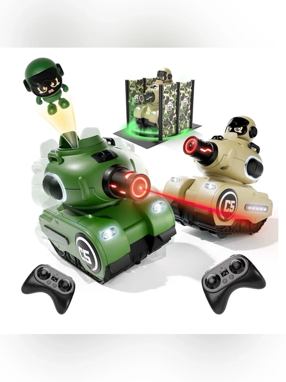 Bessome Remote Control Battle Tanks RC Ejecting Bumper Car with Laser tag - Army